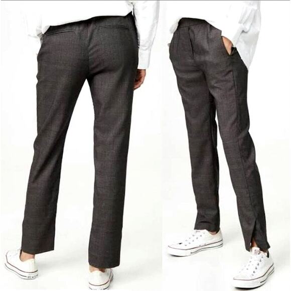 Nili Lotan Pants - New! Nili Lotan 6 Glen Plaid Chelsea 100% Wool Pants $495 Elastic Waist Gray